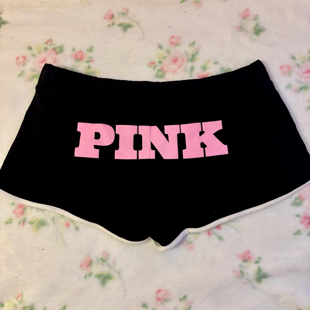 PINK Victoria's Secret Black Soft Modal Micro Shorts with PINK Logo Y2K Size M